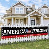 Probsin Large 250 Anniversary USA Banner 120" x 20" America 1776-2026 250 Years of Freedom American Map Black Patriotic Party Supplies Home Decorations for Outdoor, Indoor, Yard, Garden, Porch, Lawn