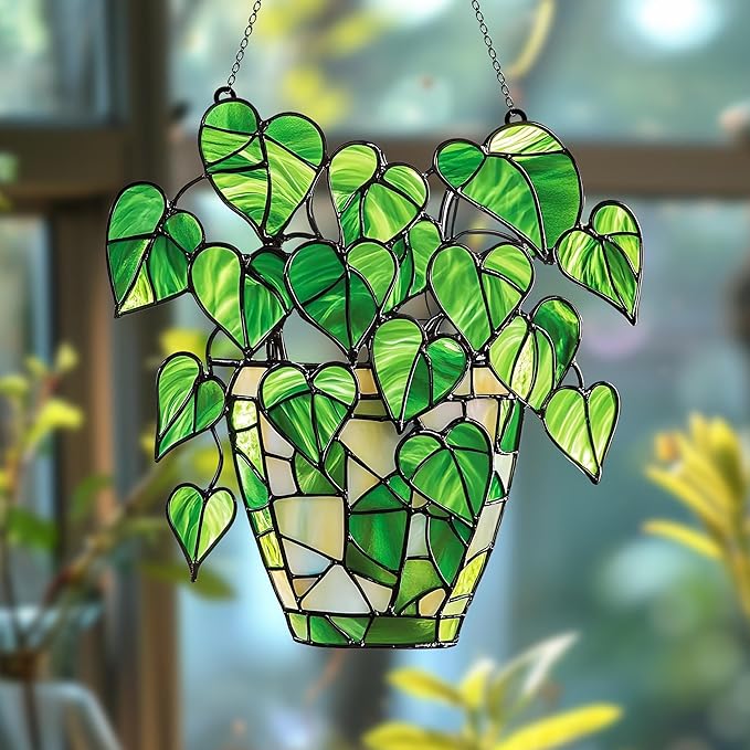 Monstera Leaves Acrylic Suncatcher Window Hanging Plant Mom Gift Garden Decor Plant Lover Gardener Gift
