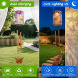 Solar Wind Chimes for Outside, Butterfly Gifts Women 3D Multicolor Waterproof Solar Lantern Chimes Outdoor Lights Hanging Decor for Garden, Porch, Yard Gifts for Mom Grandma