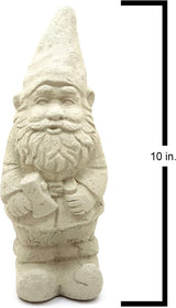 Garden Gnome with Hatchet: Solid Durable Stone Statue with Vintage Texture. Sealed for Outdoor Use. Handcrafted USA. (Classic/White)