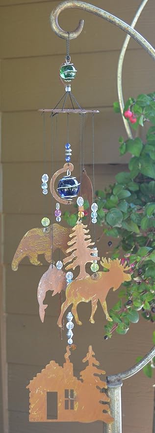 Sunset Vista Designs Wilderness Wonders Rustic Cabin Wind Chime, 24-Inch Long