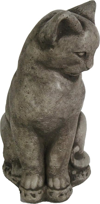 Siamese Concrete Cat Statue Kitty Cast Stone Sculpture Cat Cement Figure for Indoor and Outdoor Garden Decor