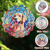 Wind Spinner Mandala 12 inch 3D Stainless Steel Laser Cut Metal Art Geometric Pattern Hanging Wind Spinner (Dog)
