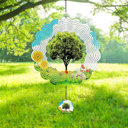 Hanging Decor Outdoor,Outdoor Garden Decor, Wind Spinners Outdoor Colorful Green Tree Hanging Decor,Ornaments Kinetic Yard Art, Valentine Gifts for Women-Big Green Tree Wind Spinners.