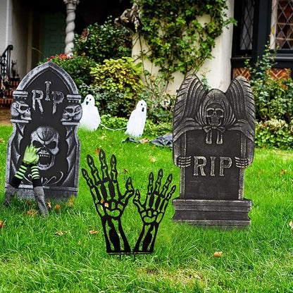 Halloween Decorations Outdoor, Metal Black Hand Decorative Garden Stakes for Halloween Decor, Metal Yard Signs for Outside Garden Lawn Porch Party Decorations
