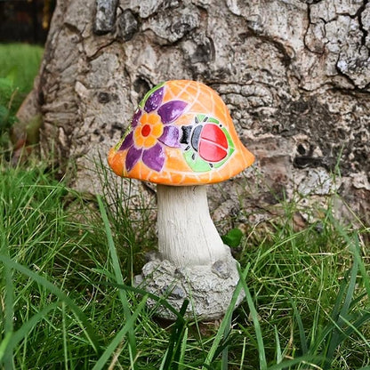 Mushroom Solar Lights Outdoor: Fairy Garden Decor Mosaic Art Outside Statue LED Figurine Backyard Lawn Ornaments Flowerbed Porch Gift Ideas for Lover Mom Grandma