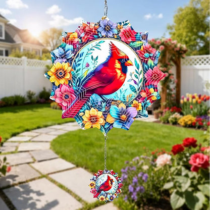 Wind Spinners Outdoor Cardinal bird, 12 inch Stainless Steel Hanging Kinetic for Yard, Garden, Outside, Patio, Outdoor - Wind Spinners Craft Decor Birthday Gifts for Women, Men, Mom and Lovers