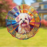 Maltese Dog Wind Spinner Pet Dog Memorial Gifts, Vibrant 3D Kinetic Aluminum Metal Yard Art, Loss of Dogs Sympathy Gifts, Hanging Outdoor Garden Decor, 8" Wind Sculptures for Patio, Porch (Maltese1)