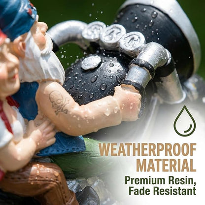 Cute Biker Gnome Couples Statue with Solar Lights - Biker Garden Gnomes Outdoor Funny Figurine - Solar Powered Motorcycle Statues Garden Ornament Art - Travel Gnome Figurine for Patio Yard Decor