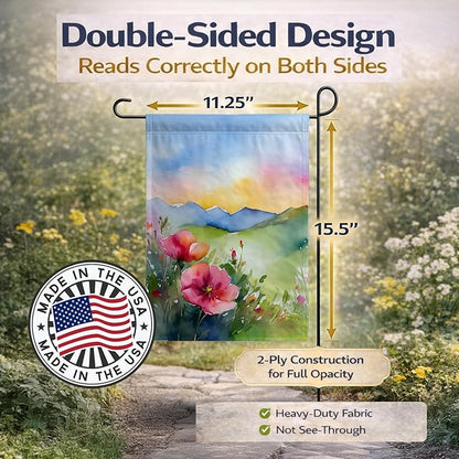 Caroline's Treasures North Dakota Wild Prairie Roses in Watercolor Garden Flag Mailbox Flag Decorative Yard Flag Banner Outside Patio Artwork Yard Flower Beds, Garden Size, Multicolor