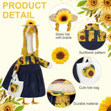 FuWeave Spring Sunflower Goose Outfit for 23'' Cement Statue Porch Goose Clothes Flower Dress and Straw Hat for Large Statue Summer Outdoor Garden Patio Yard Lawn Art Decoration