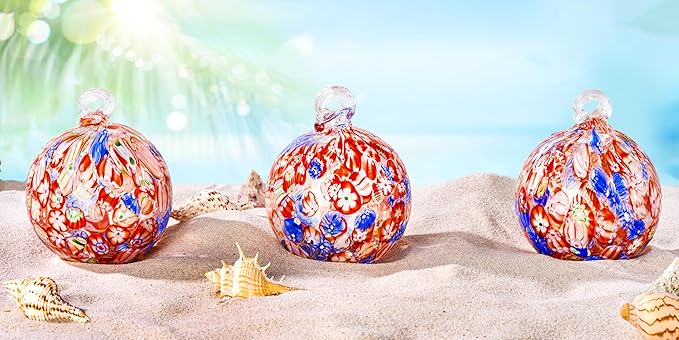 EUSTUMA Hand Blown Glass Witch Ball,Glass Ornament Hanging Garden Gazing Ball Indoor Outdoor Home Décor. (2)