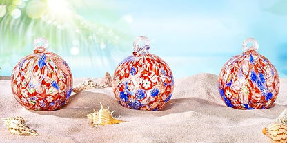 EUSTUMA Hand Blown Glass Witch Ball,Glass Ornament Hanging Garden Gazing Ball Indoor Outdoor Home Décor. (2)