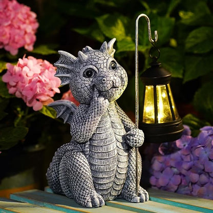 Qeeman Solar Dragon Garden Decor Statues: Patio Porch Balcony Yard Art Lawn Ornaments Outdoor Outside Decorations - Birthday Gifts for Mom Grandma Women
