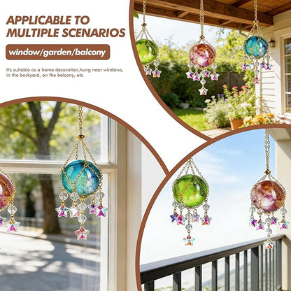 Crystal Suncatcher with 40mm Decorative Ball Window Hanging Ornament for Wall Meditation Space(Green)