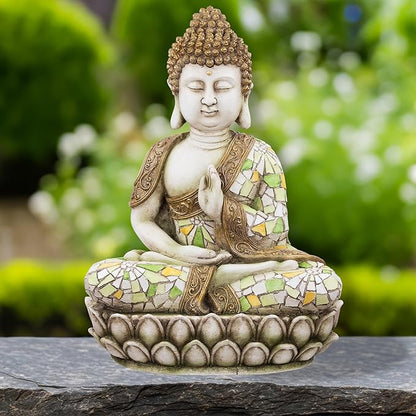 Northlight Meditating Mosaic Buddha Outdoor Ceramic Garden Statue - 19.5"
