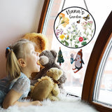 TNUW Nana's Garden Stained Glass Window Hanging, Best Nana Gifts from Grandkids Sun Catchers Indoor Window Glass Round Wall Art Decor, Grandma Gifts Wall Hanging Decorations, 7.9＂x7.9＂