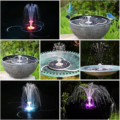 AISITIN 3.5W Solar Fountain Pump, LED Lighting Solar Water Pump Floating Fountain with 6 Nozzles, 1500mAh Battery Backup for Bird Bath, Fish Tank, Pond or Garden Decoration Solar Aerator Pump