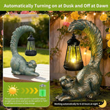 Solar Garden Statues Decor Squirrel with LED Lantern ,Outside Solar Squirrel Decor for Garden,Home,Lawn,Yard, Balcony Ornament- Unique Housewarming Gifts