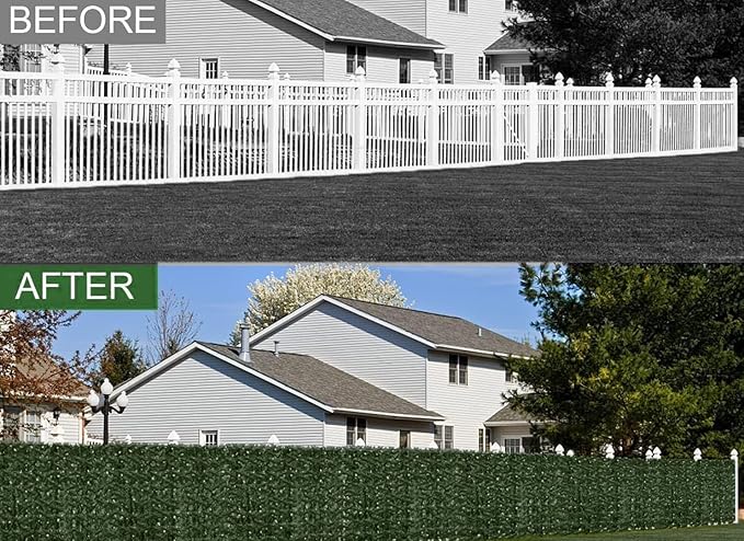 Faux Ivy Privacy Fence Screen 120 * 40 Inch Artificial Faux Ivy Hedge Expandable Faux Privacy Fence Decoration for Wall Screen, Outdoor Garden, Wedding Decor,No Cable Tie (12PCS)