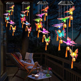 Solar Wind Chimes Outdoor Color Changing Lights, Gift for Women Mom Grandma Sister Best Gifts, Wind Chimes Unique Outdoor Garden Yard Decor (Purple Butterfly Bell)