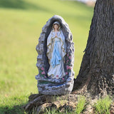 EROMMY Our Lady of Lourdes Statue 17.3 Inch Virgin Mary Grotto Figurine Catholic Praying Sculpture for Garden Home Patio Religious Decor