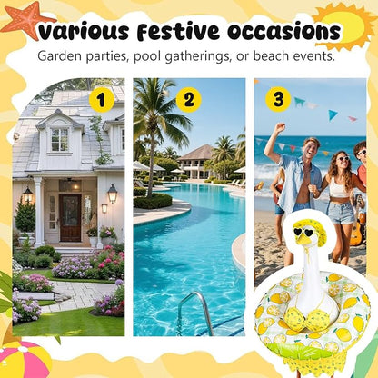 Bikini Porch Goose Outfits, 23" Goose Statue Bikini Lemon Costume Summer Porch Goose Outfits, Durable Hawaiian Goose Clothes with Sunglasses and Swim Ring, Outdoor Yard Patio Garden Decor