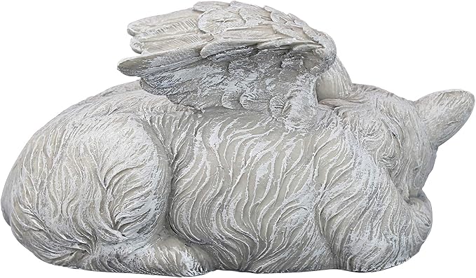 Design Toscano QL6080 Cat Angel Pet Memorial Grave Marker Tribute Statue, 10 Inches Wide, 5 Inches Deep, 5 Inches High, Antique Stone Finish