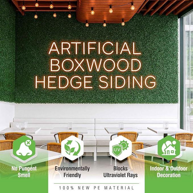KASZOO 12 Pack 20"x20" Grass Wall Panels - Artificial Boxwood Panels for Greenery Wall Backdrop, Faux Greenery Grass Wall for Fence, Balcony, Patio, Home Decor, Outdoor Privacy Panels, 33 Sq. Ft.