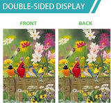 Hummingbird Spring House Flag Birds Floral Garden Flags 28x40 Double Sided, Large Burlap Yard Flags for Outside Seasonal Decoration