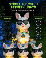 Solar Bunny Garden Outdoor Statues Decor, Rabbit with Flower and LED Lights Garden Decor for Home House, Yard Art Lawn, Ornaments, Porch Patio, Balcony - Birthday Gifts for Grandma Mom Women