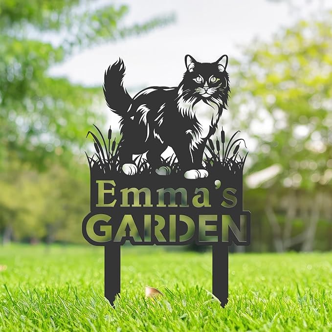Personalized Cute Cat Kitten Metal Garden Sign,Custom Yard Sign With Stake,Outdoor Garden Décor,Pet Cat Lawn Garden Decorated Statue,Cat Sympathy Yard Metal Sign,Cat Lover Gifts Kailyard Plaque.