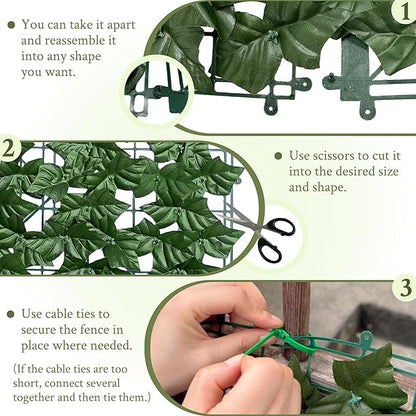 ODTORY Artificial Ivy Privacy Fence Wall Screen,40X120 in UV-Anti Faux Greenery Backdrop Ivy Vine Leaf Hedges Fence Panels for Patio, Balcony, Garden, Backyard Indoor Outdoor Green Wall Decor