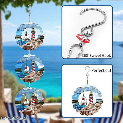 Wind Spinners Outdoor, Bird Repellent，3D Sailing Boat Hanging, 17.5 inches, Kinetic, Stainless-Steel Metal, Indoor and Outdoor Decoration for Garden, Patio, Yard, Gift for Women Mom Wife.