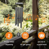 Wind Chimes for Outside - 6 Tubes 32" Wind Chimes for Loss of Loved One, Retirement & Outdoor Patio Yard Decoration, Retired Gift for Mom Women Grandma Neighbors Garden Décor Black