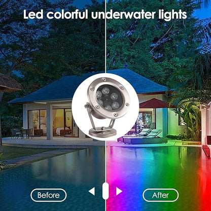LED Pond Light Submersible Waterfall Fountain Underwater Light 18W 12V AC with RGB Color Changing by Remote for Outdoor Home Garden Patio Pond