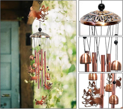 Corgi Wind Chimes for Outside Windchimes Outdoor/Indoor, Home, Lawn, Porch, Yard Decorations,Metal Garden Decor Corgi Wind Chimes Gifts for Women/Men Birthday Gifts Memorial Gift