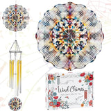 Kaleidoscope Wind Chimes for Outside - Metal Windchimes Deocr with Spinner Indoor Outdoor Hanging Garden Patio Yard Backyard Decoration Christmas New Year Birthday Gift for Women Mom Friend