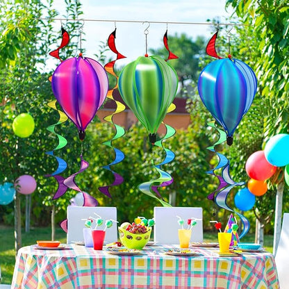 timecity 3pcs Hot Air Balloon Wind Spinner Colorful Garden Pinwheels Whirligigs Wind Spinner Windmill Striped Tie dye Windsock Rotating Sequins Windmill Wind Twister Hanging Decor