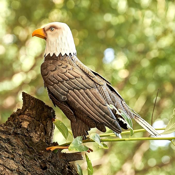 GUTE Bald Eagle Metal Garden Bird, Yard Sculpture Art- Large Statue Realistic Standing Decoy Pecker Bird - Outdoor Fall, Winter, Spring, Summer Decoration- Ornament Decor - Home & Sympathy Gifts