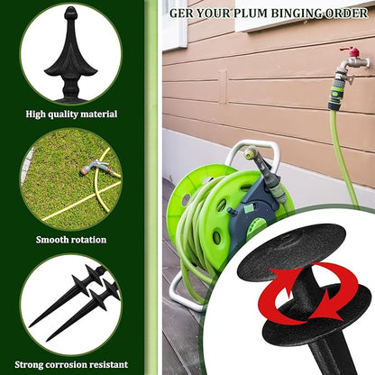 MorningRo 2 Pcs Garden Hose Guide Spike 12 Inch Heavy Duty Metal Hose Support Spike Aluminum Decorative Garden Stakes Protector to Keeps Flower Beds Plant Yard Lawn (Thatched Cranberries)