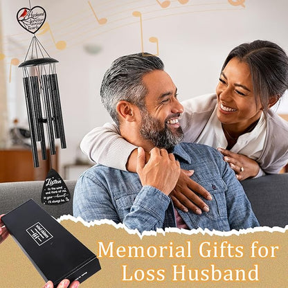 Memorial Gifts for Loss of Husband - 36'' Memorial Wind Chimes for Outside, Sympathy Bereavement Condolence Grief Remembrance Funeral Gifts for Loss of Husband, with S Hook Greeting Card