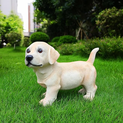 Labrador Retriever Puppy Statue, Standing Cream Dog Figurine for Outdoor/Indoor Garden Yard Patio Lawn Decor, Cute Realistic Puppy Ornament for Porch Pathway, Dog Lover Gift