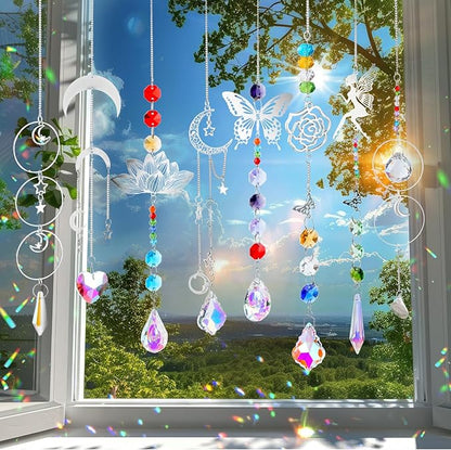 JYNTERPLAY 434Pcs Sun Catchers DIY Making Kit for Adults Arts and Crafts Crystal Suncatcher Hanging Prism Rainbow Maker for Indoor Window Garden Christmas Decor Fairy Lotus