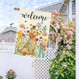 Baccessor Spring Summer Dog House Flag 28x40 Inch Double Sided Burlap, Floral Flowers Large Garden Flag Holiday Yard Porch Patio Farmhouse Outdoor Outside Decoration