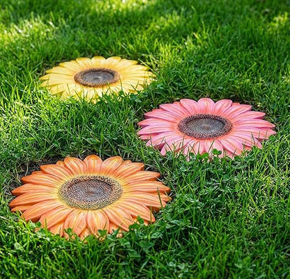 Landical 6 Pack Decorative Stepping Stones for Garden 10 Inch Cement Flower Stepping Stones Decoration for Patio Walkway Yard Outdoor(Sunflower)