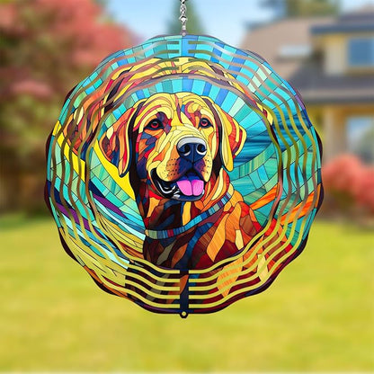 Labrador Retriever Wind Spinner Dog Memorial Gifts, Vibrant 3D Kinetic Aluminum Metal Yard Art, Loss of Dogs Sympathy Gifts, Hanging Outdoor Garden Decor, 8" Wind Sculptures for Patio, Porch (LR 6)