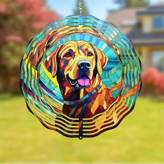 Labrador Retriever Wind Spinner Dog Memorial Gifts, Vibrant 3D Kinetic Aluminum Metal Yard Art, Loss of Dogs Sympathy Gifts, Hanging Outdoor Garden Decor, 8" Wind Sculptures for Patio, Porch (LR 6)