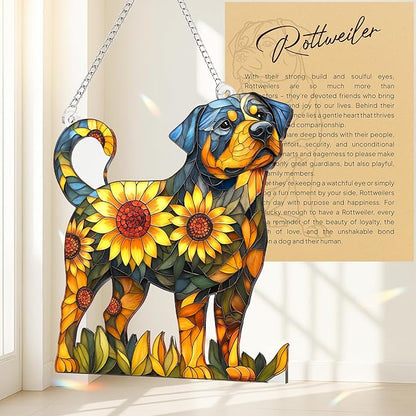Colorful Dogs Acrylic Suncatcher Ornament for Window Decor, Acrylic Suncatcher Window Hanging Decor, Dog Lovers Gifts for Women, Dogs Christmas Ornaments for Tree Hanging (Rottweiler)