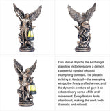 Solar San Miguel Arcangel Outdoor Garden Decor Statues 12.4" Solar St Michael the Archangel Satue for Yard Patio Lawn Porch Decorations Resin St Michael Figurine Religious Collection Sculptures Gifts